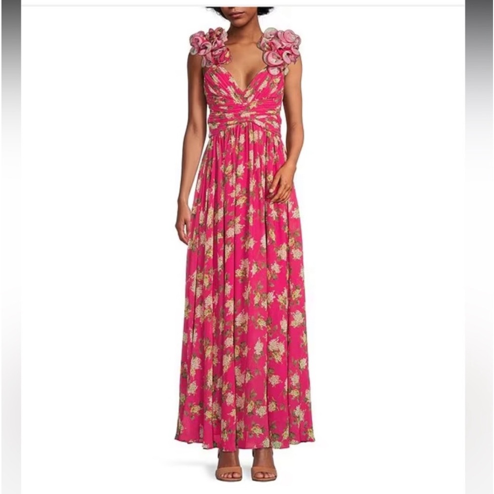 NWT ANTONIO MELANI Manila Floral Print
Rosette Sleeveless V-Neck Maxi Dress